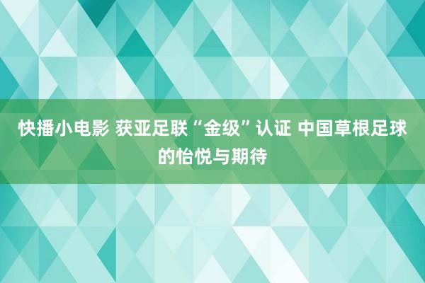 快播小电影 获亚足联“金级”认证 中国草根足球的怡悦与期待