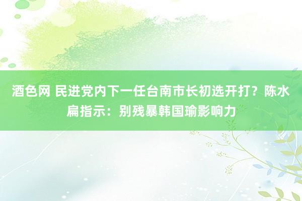 酒色网 民进党内下一任台南市长初选开打？陈水扁指示：别残暴韩国瑜影响力