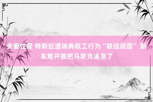 夫妻性爱 特斯拉遭瑞典歇工行为“联结顽固” 新车难开拔把马斯克逼急了