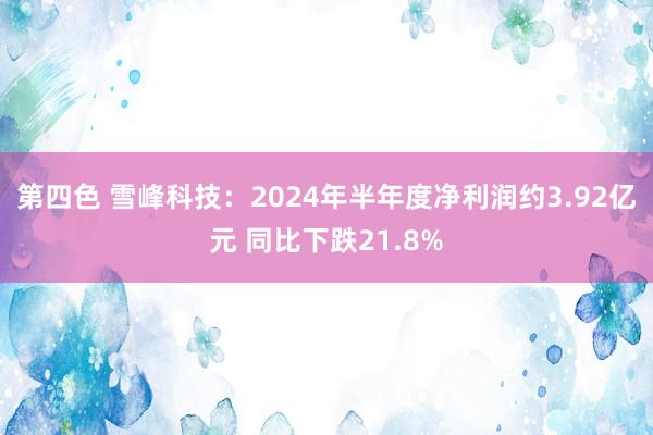 第四色 雪峰科技：2024年半年度净利润约3.92亿元 同比下跌21.8%