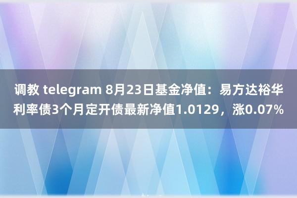 调教 telegram 8月23日基金净值：易方达裕华利率债3个月定开债最新净值1.0129，涨0.07%