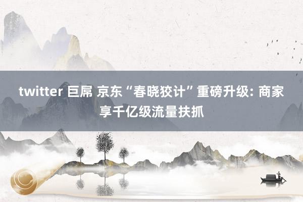 twitter 巨屌 京东“春晓狡计”重磅升级: 商家享千亿级流量扶抓