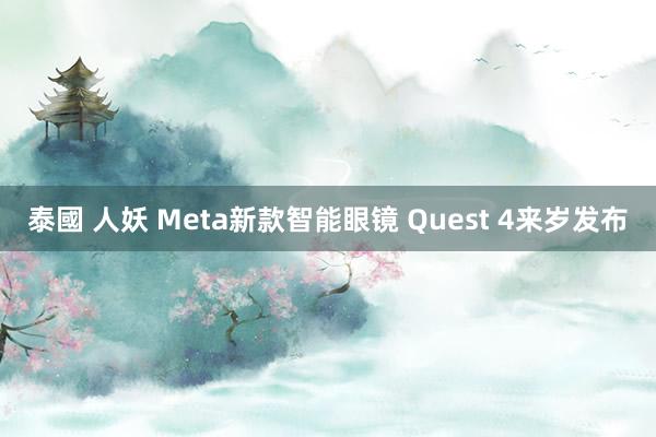 泰國 人妖 Meta新款智能眼镜 Quest 4来岁发布