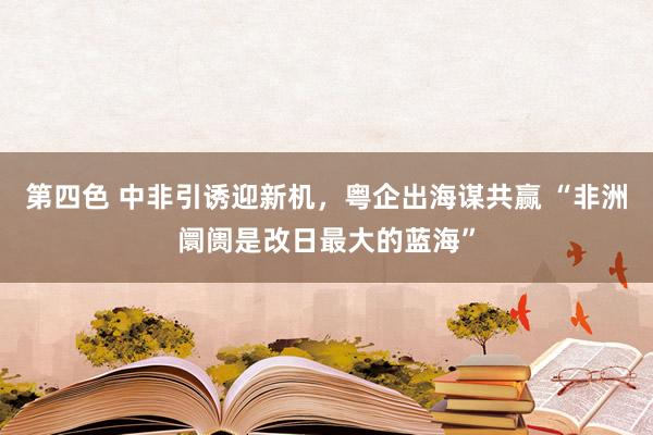 第四色 中非引诱迎新机，粤企出海谋共赢 “非洲阛阓是改日最大的蓝海”